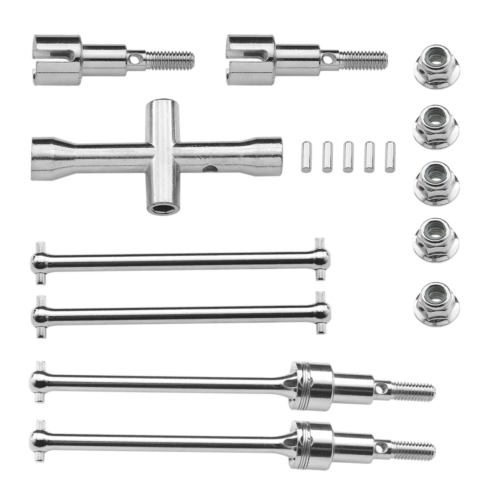 Genérico para SCY 16101 16102 16103 1/16 Piezas Coche RC Accesorios Mejorados Eje Transmisión Delantero Trasero Metal CVD Dogbone Kits Set Piezas Coche RC