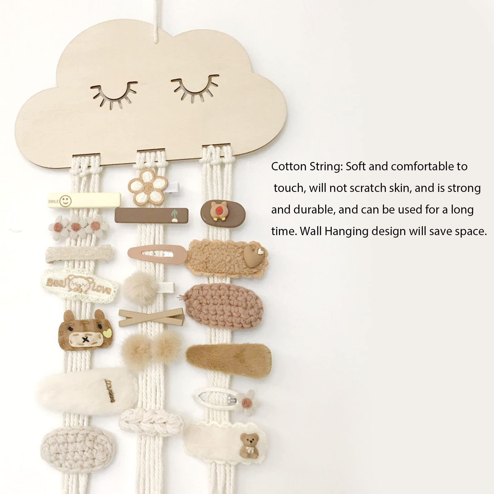 Porta Fermagli Per Capelli Con Nappe - Organizer Appeso, Cotone, 75x18cm, Per Forcine E Accessori - Foto 2