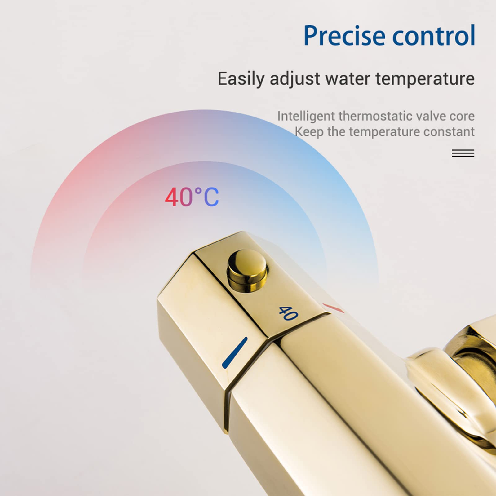 System prysznicowy szczotkowane złoto, termostatyczna bateria prysznicowa z trzema funkcjami, 8-calowa głowica deszczowa i prysznic ręczny z trzema trybami, montowana na ścianie bateria łazienkowa z