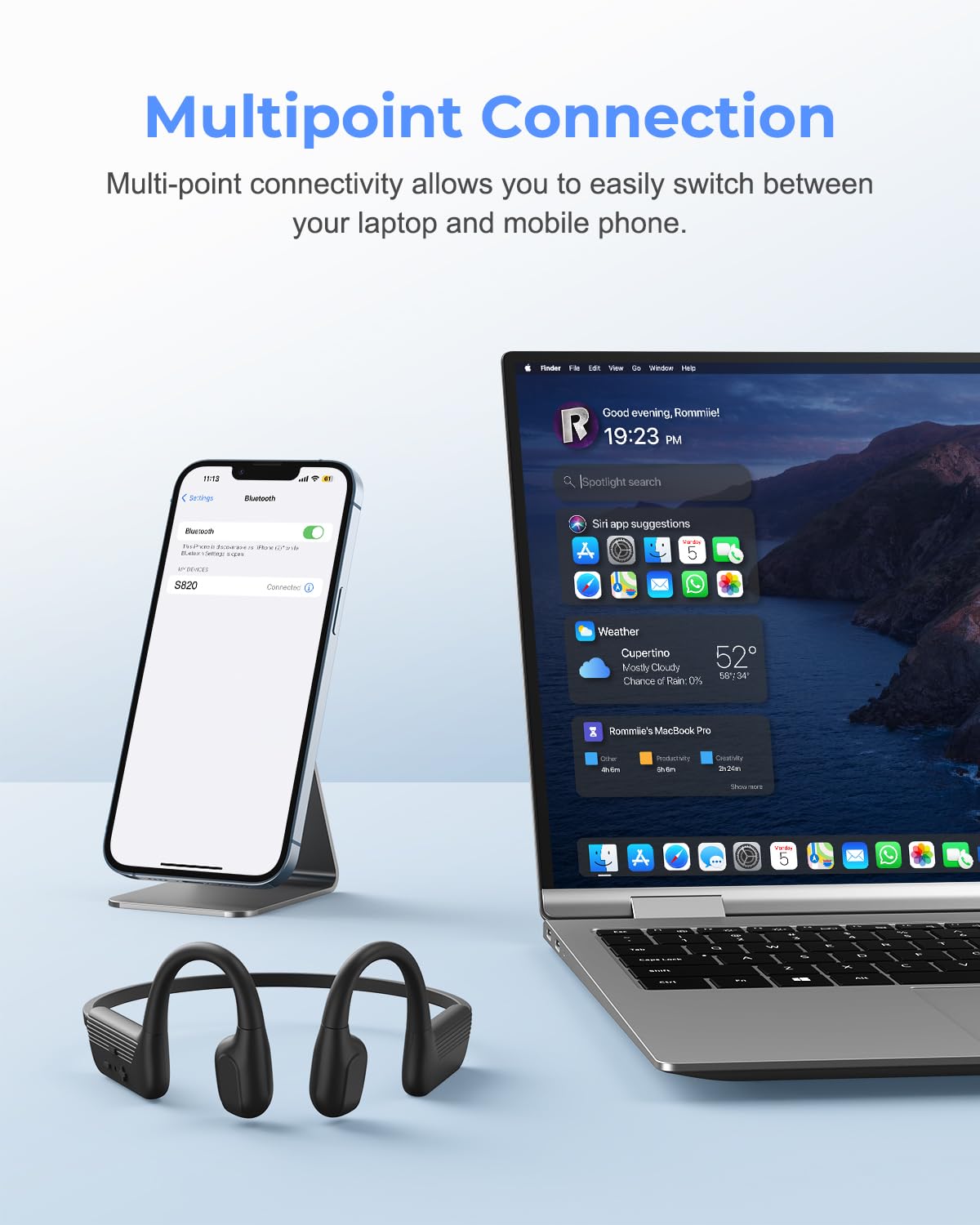 Ear-Clip Casque, Écouteurs Ouverts, Sans Fil Bluetooth 5.3, Indolores Non Intra-Auriculaires