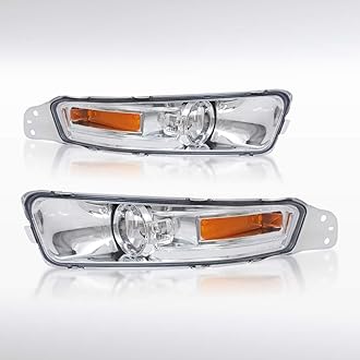 Autozensation Compatible with 2005-2009 Ford Mustang V6 GT L+R Pair Assembly, Chrome Housing Clear Lens Bumper Lights
