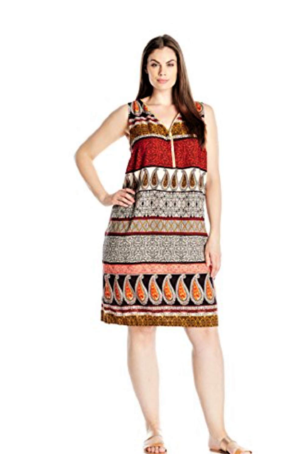 MSK Plus Size Women's Challi Printed Zipper Front Dress