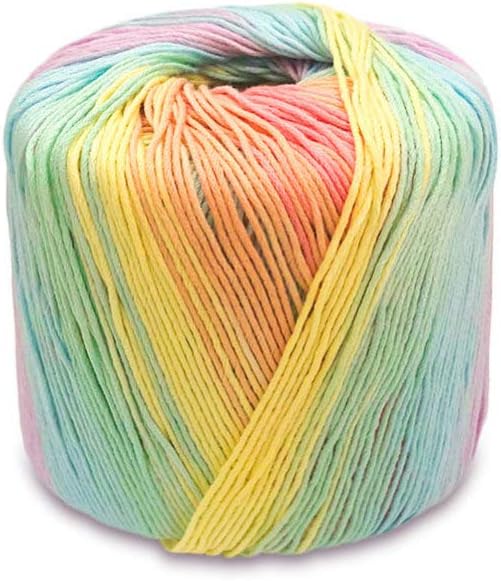 Healifty 1 Roll Crochet Yarn Knitting Yarn Cotton Gradient Yarn Kaleidoscope Yarn for DIY Hats Sweater Scarf Gloves Light Rainbow - Image 5