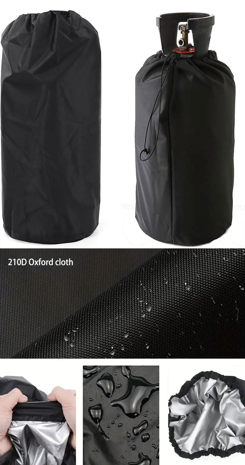 2 Coperture Per Bombole Gas - Oxford 210D, Impermeabile, 31x59cm