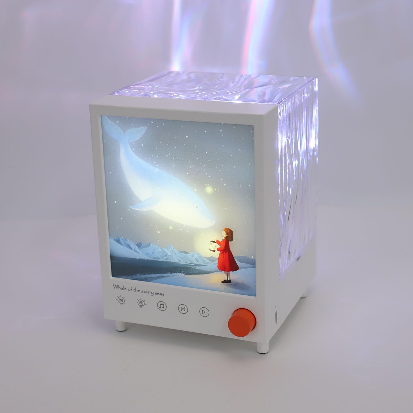 Jiawu Altoparlante Bluetooth con Luce di Proiezione Ambientale con Rumore Bianco per il Relax della Camera da Letto e dei Regali per le vacanze. Bianco