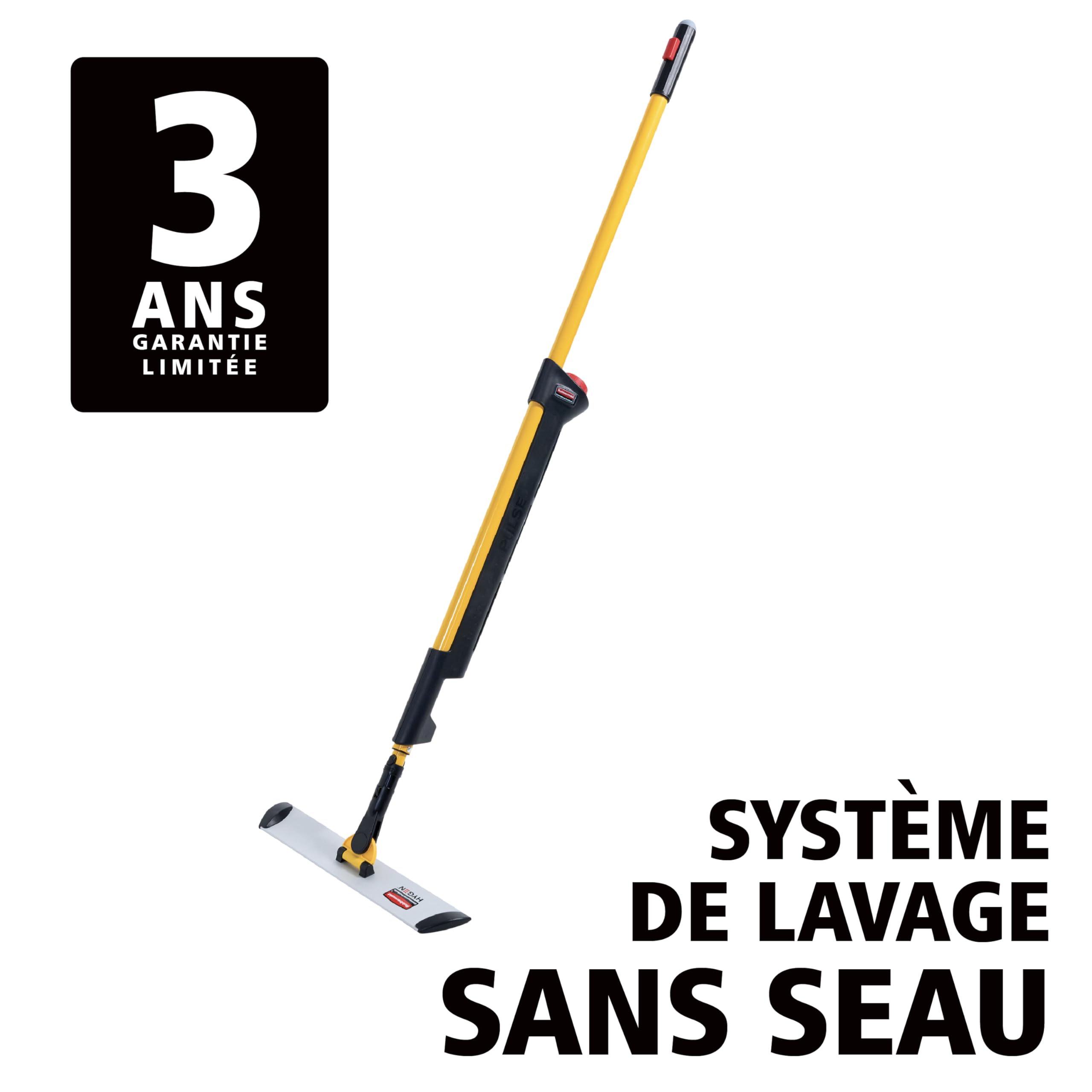 Rubbermaid Commercial Products Hygen Pulse – Kit de Serpillière à Pulvérisation en Microfibre | Réservoir Intégré et 2 Franges | Jaune