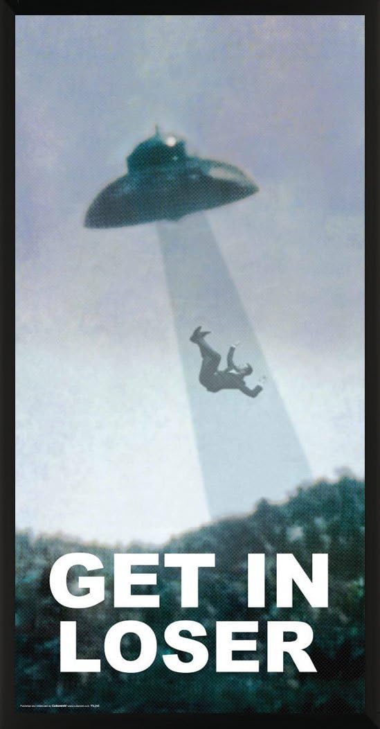 Culturenik Get in Loser UFO Alien Novelty Humor Print (Framed 12x24 Poster)