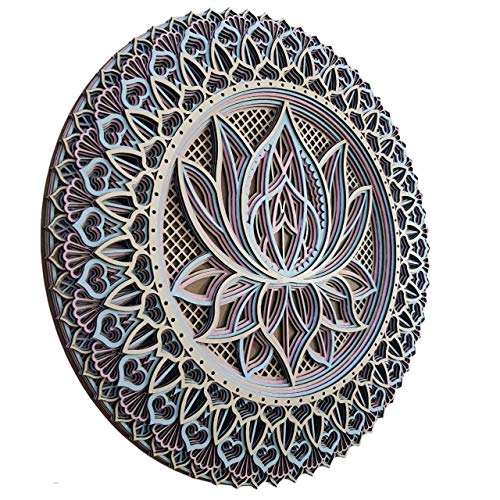 Mandala Lotus Çiçeği, 3D Ahşap Duvar Dekorasyonu, Çok Katmanlı Zarif Lotus Çiçeği Tasarımı, Yatak Odası, Oturma Odası ve Salon Dekorasyonu