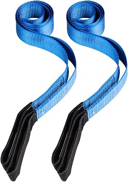 Pindex 2x lifting slings 1 Tonne 1.8 M, Webbing Lifting Cargo Sling Straps Max 4000 kg for Winch, Crane, Garage, Roadside Recovery, Blue