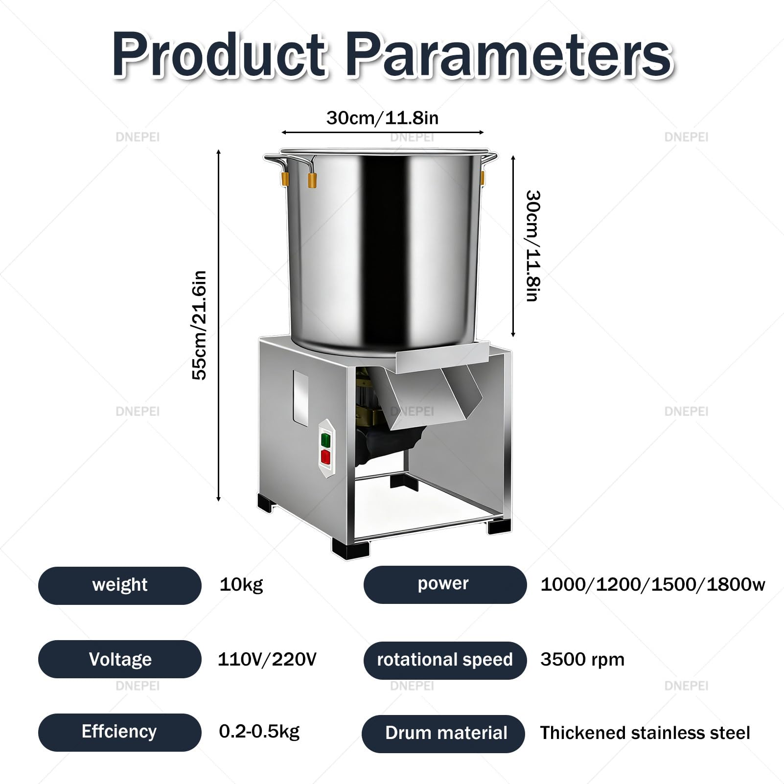 Tritatutto professionale per mangimi animali, tritatutto elettrico commerciale da 1800 W, elevata capacità di produzione da 50 a 200 kg/h per verdure, cereali, arachidi, zenzero e aglio 220V-1200W