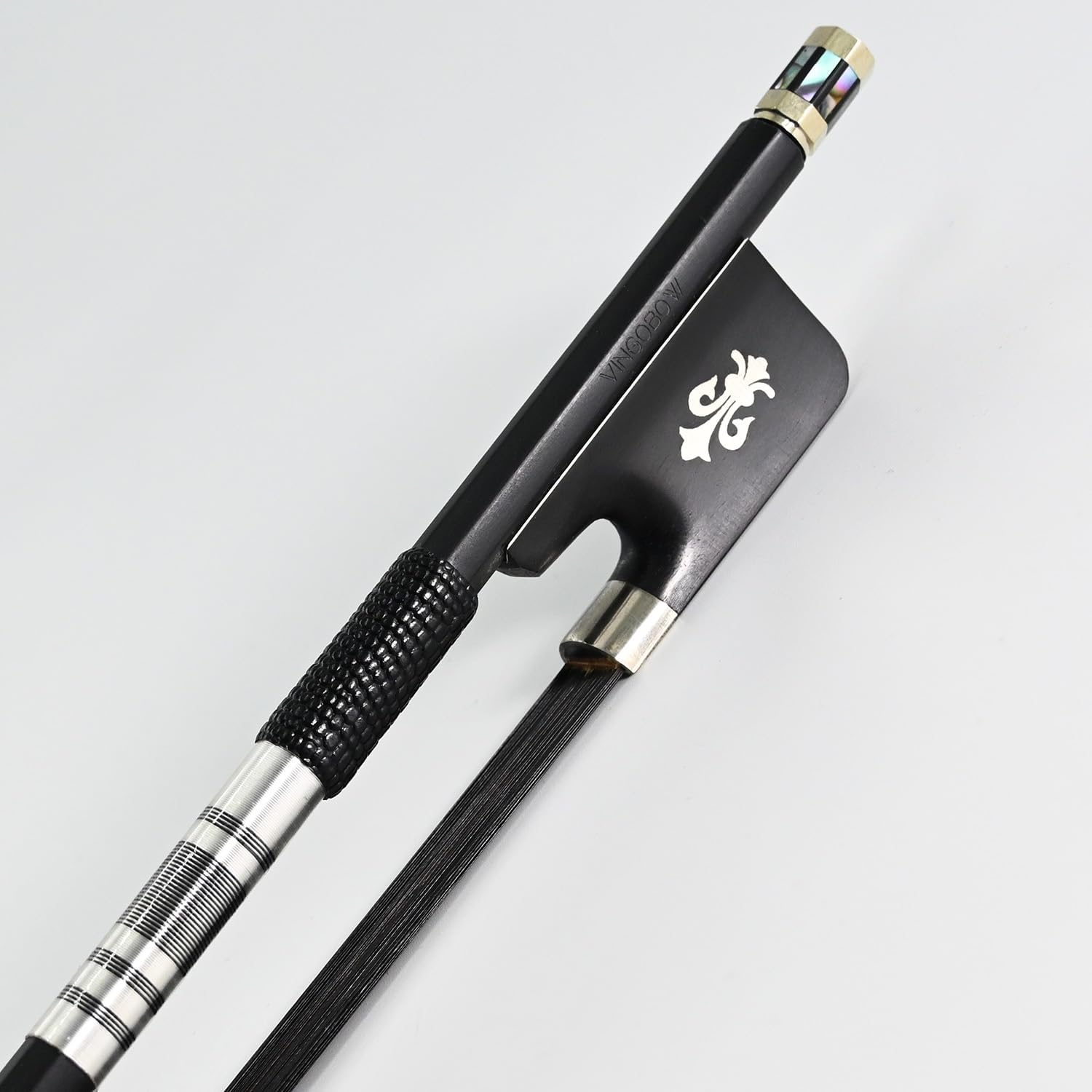 4/4 Carbon Fiber Viola Bow, Black Horsehair Handmade Viola Bow, Well Balanced with Ebony Fleur-de-Lis Frog for All Skill Levels
