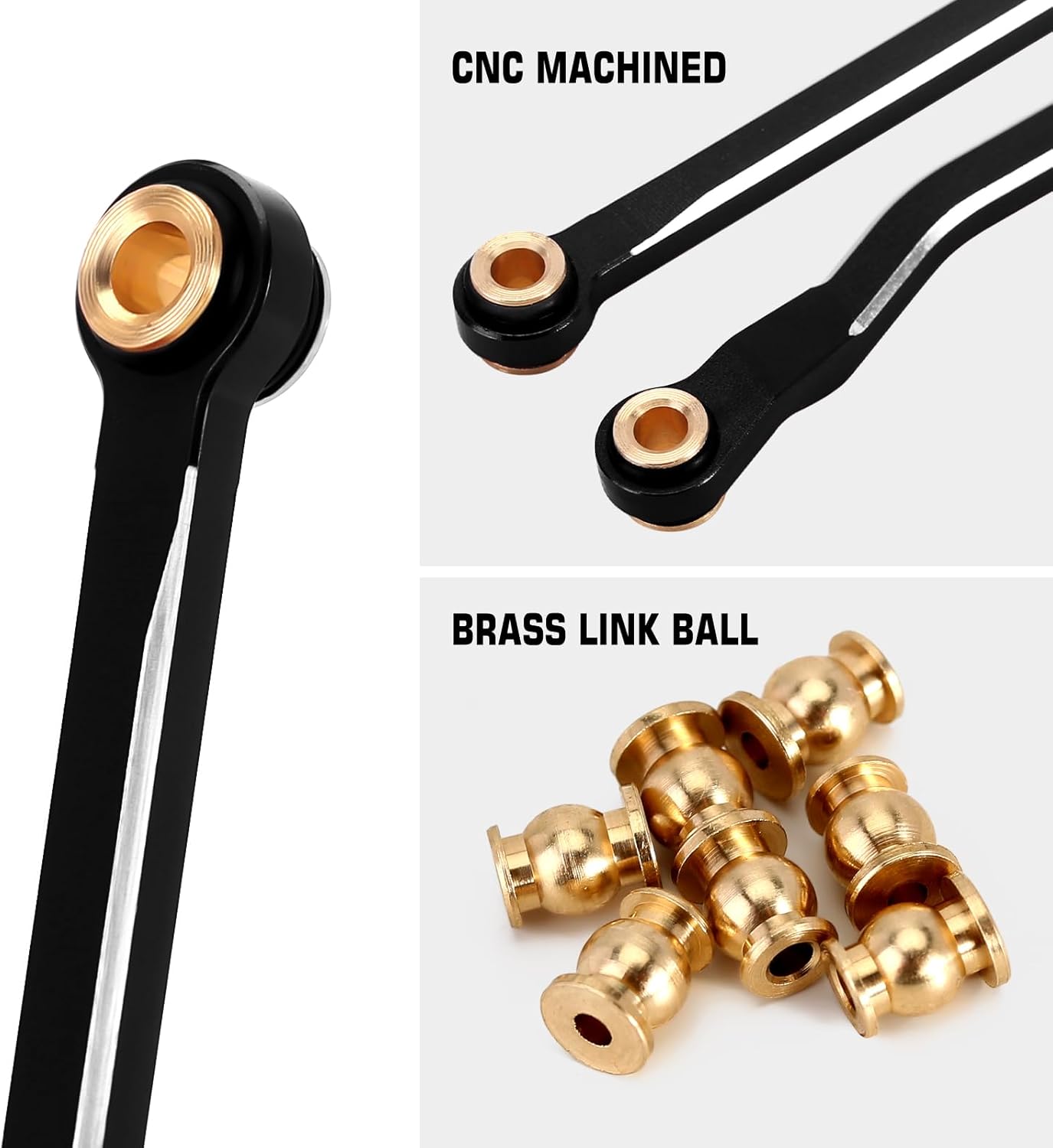 INJORA High Clearance Links Set - CNC Aluminium Chassis Link for TRX4M High Trail K10 F150 Upgrade 1/18 RC Crawler（Black）