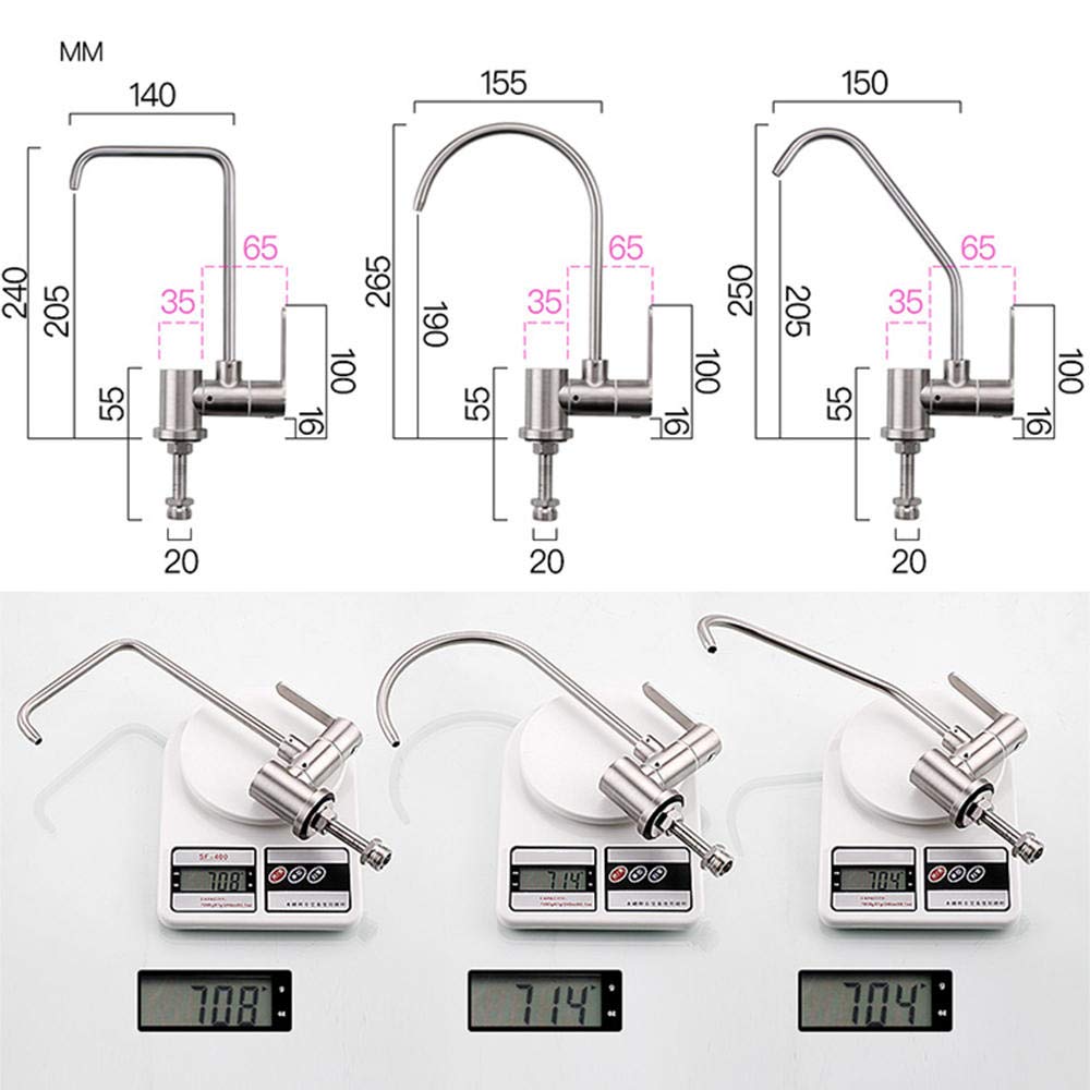 grifo cocina osmosis abatible, acero inoxidable 304, grifo abatible fregadero, grifo de grifo cocina y osmosis, cuello de cisne, 1/2 "o 1/4"-B codo plegable grifo puro
