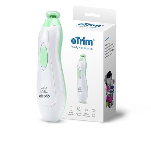 Elepho eTrim - Lima de uñas para recién nacidos bebés y niños Juego de manicura con cabezales de repuesto con funda para uso en movimiento Luz LED Elepho eTrim - Lima de uñas para recién nacidos bebés y niños Juego de manicura con cabezales de repuesto con funda para uso en movimiento Luz LED