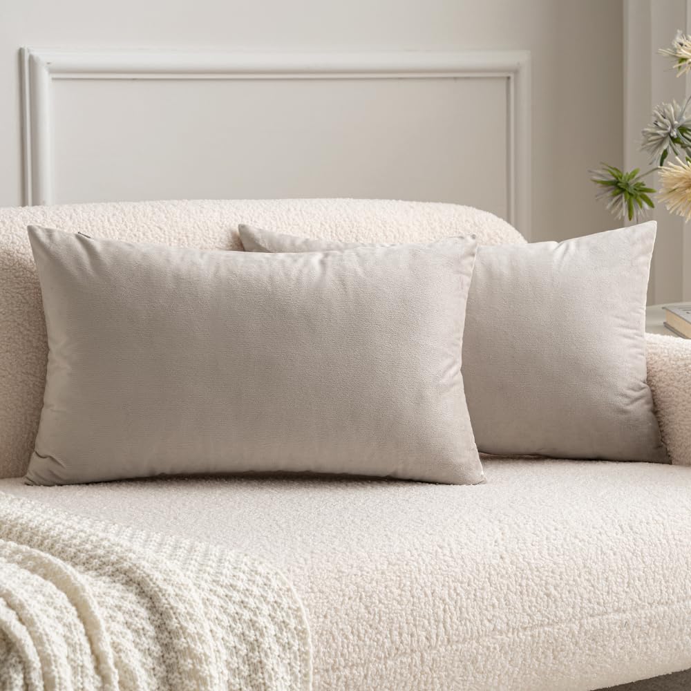 MIULEE Confezione da 2 Federe in Velluto Copricuscini Decorativi Fodere Quadrate per Cuscino per Divano Camera da Letto Casa 30X50 cm Cuore di Legno