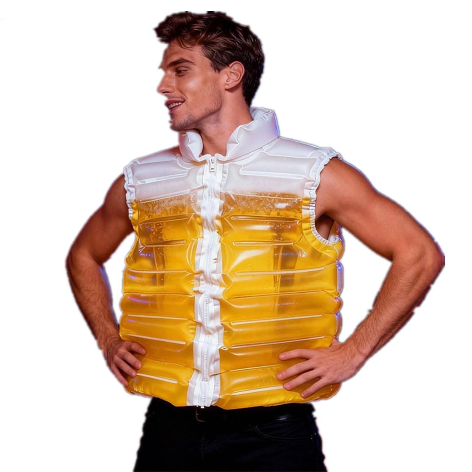 Chaleco relleno de cerveza transparente chaqueta de cerveza con grifo pajita amortiguador inflable chaqueta de cerveza divertida chaquetas para beber Oktoberfest cerveza, regalos para piscinas de