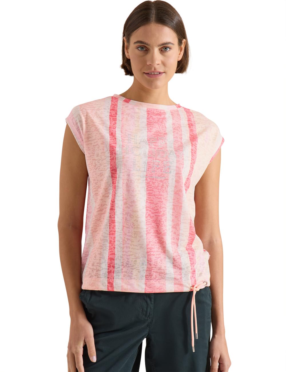Ladies Burnout T-Shirt, Coral, M