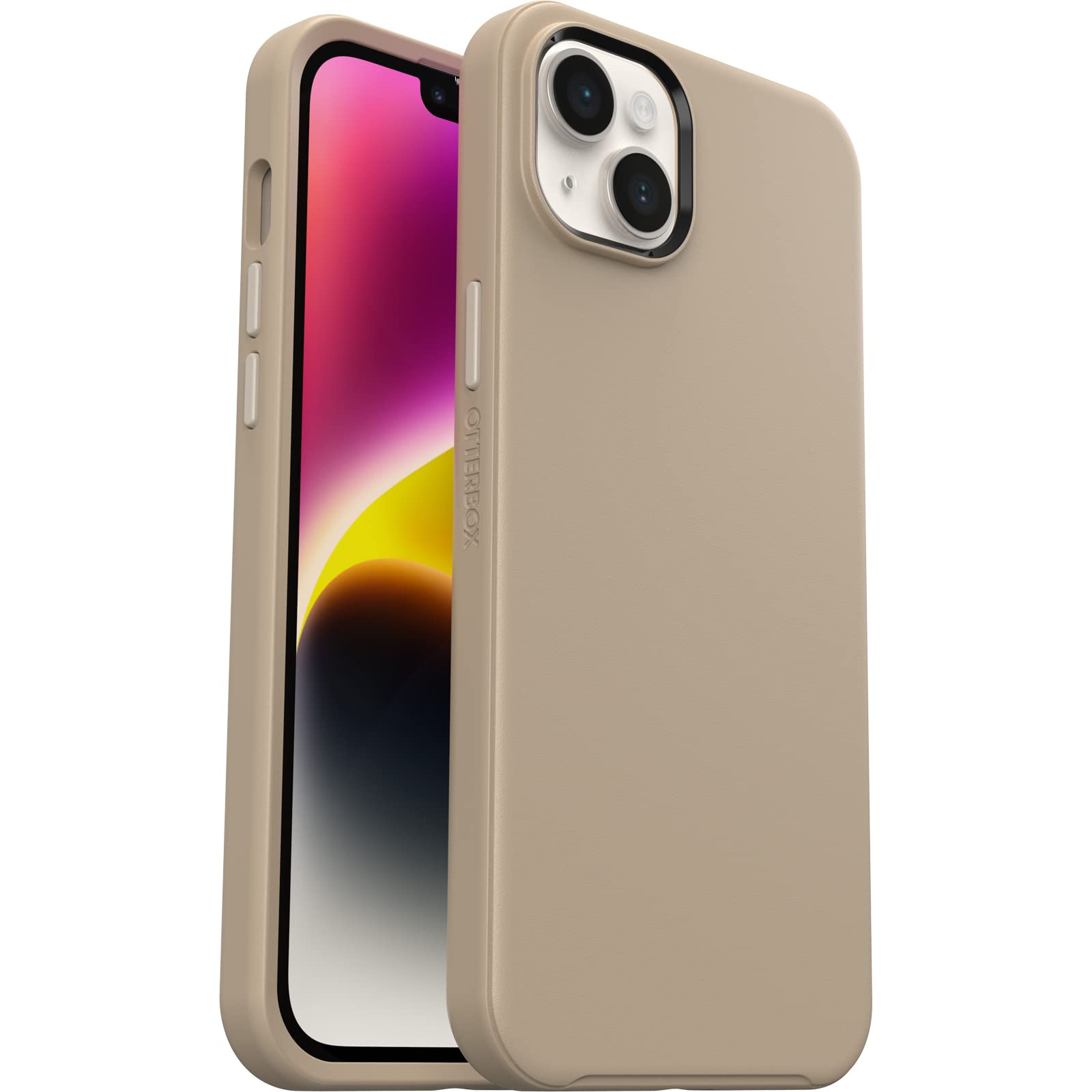 OtterBox Cover per iPhone 14 Plus Symmetry, resistente a shock e cadute, sottile, testata 3x norme MIL-STD 810G, protezione antimicrobica, Beige