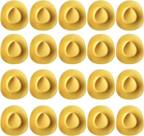 Miniatura 1 de Phinicco Mini sombrero de vaquero occidental amarillo para manualidades, 20 piezas en miniatura, lindo sombrero de muñeca para casa de muñecas,