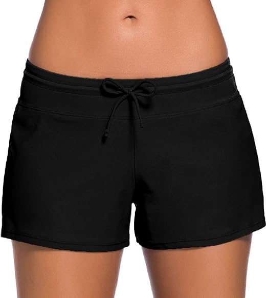 Amazon ナンディン レディース おしゃれ かわいい 無地 サーフパンツ ショート パンツ 短パン 水着 シンプル 海 川 ビーチ お洒落 可愛い 大きい おおきい 海外 旅行 2xl ブラック オーバーウェア 通販