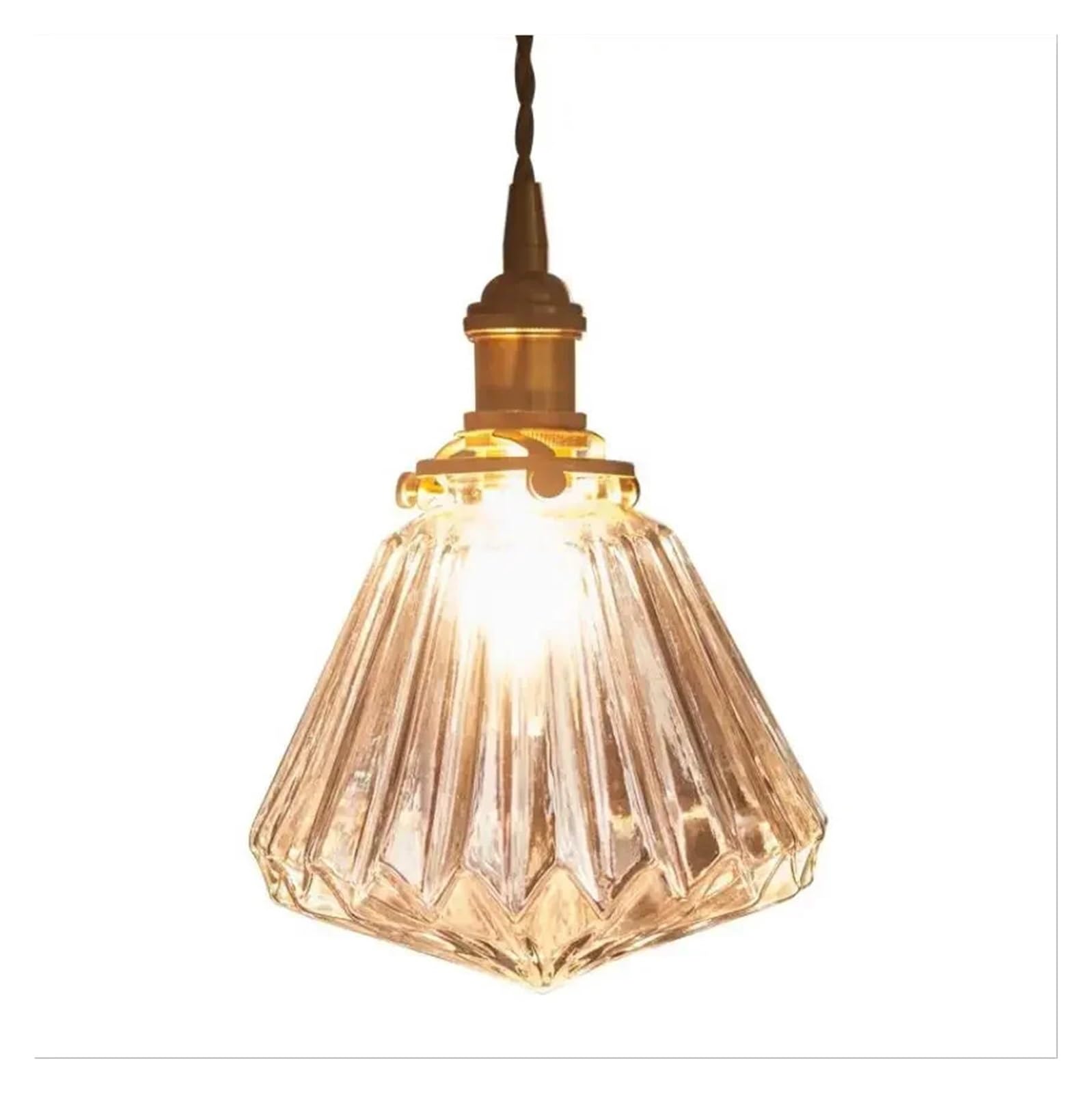 Bdfjeds One Color Pendant Lights Shade Pendant Glass Lightlamp Copper Lamp Brass Creative Minimalist E27 Transparent Lampshade For Restaurant Light(Brown)