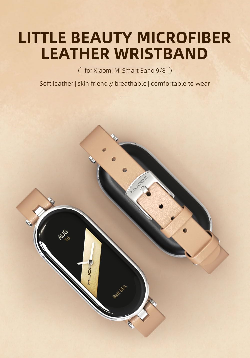 Strap for Xiaomi Mi Band 10/9/8 Leather Replacement Straps for Mi Fit Band 9 Breathable SmartWatch Straps Wristband Bracelet image 3