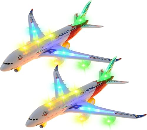Miniatura 10 de PowerTRC Juguete de avión Bump and Go para niños  Avión de juguete para niños pequeños con luces LED y sonido  Gran regalo para niños y niñas de 3 a