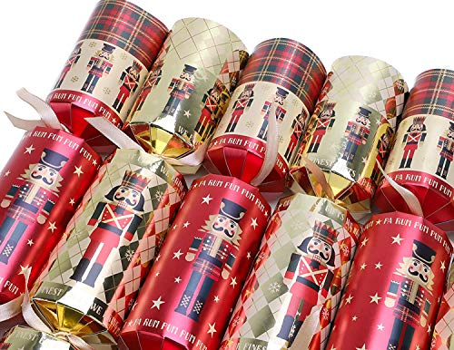 RMS 10 Luxury Nutcracker & Tartan Christmas Crackers with 10 x 14” Party Hats & Luxury Gifts - Image 5