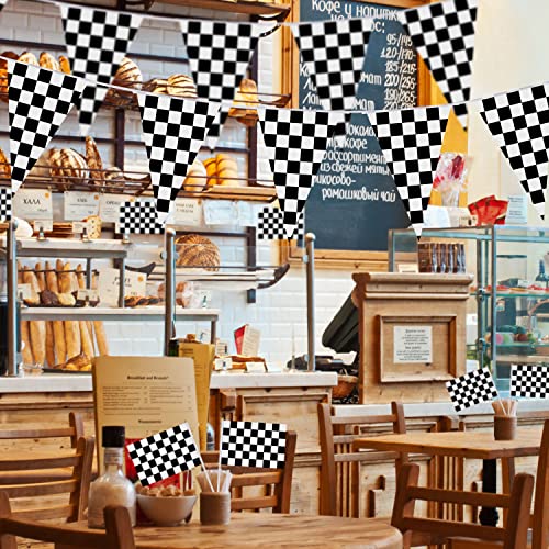 98Ft Checkered Black & White Pennant Banner Racing Flags And 20Pcs 11.8 Inch Racing Flags With Plastic Sticks For Racing Party Supplies By Hrlorkc #TOP4