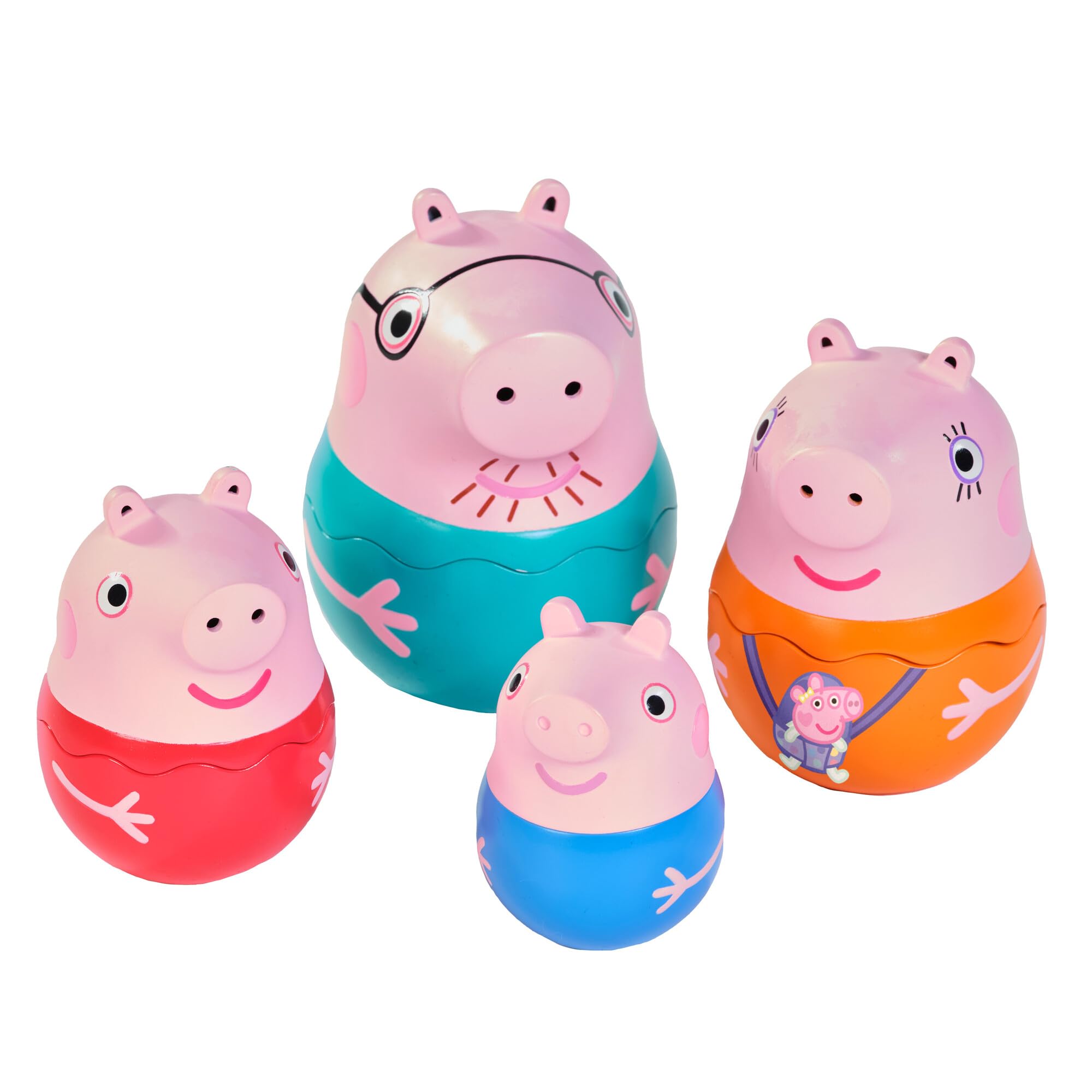 Toomies Peppa Pig Nesting Family Bath Toy, Babies and Toddler Water Toys, Stacking and Nesting Figures for Sensory Play, Beach and Pool Toys, Easy to Clean, Peppa George Mummy Daddy, 18 Months and Up