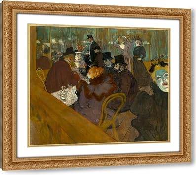 Toulouse-Lautrec, Henri de 31x28 Large Gold Ornate Frame and Double Matted Museum Art Print Titled At the Moulin Rouge