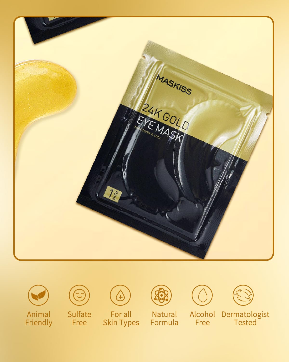 Parches para debajo de los ojos (24 pares) - Mascarillas gel ojos de oro de 24K Cuidado de la piel enriquecido con abundante colágeno, ácido hialurónico almohadillas