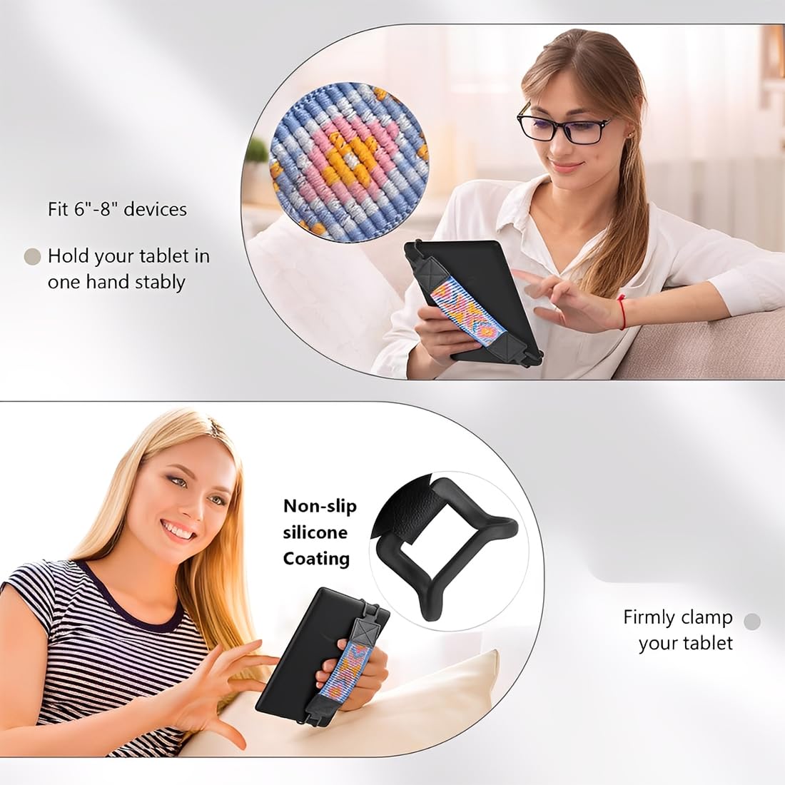 Accessori Kindle 2 pezzi cinghie da mano leggere per dita per e-book tablet nero verde