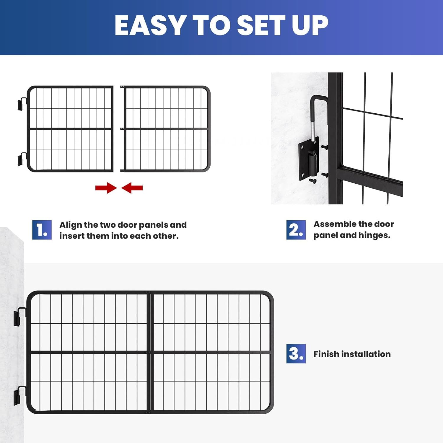 48" W x 24" H Horse Stall Door Guard, Heavy Duty Horse Stall Gate with Sturdy Manganese Steel Frame, Easy Installation, Straight/Yoke Style Choices Fit for Standard Barn Doorways