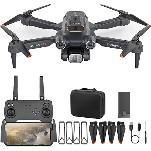 Drone with 4K 1080P HD Dual Camera One Key Start, Emergency Stop, Headless Mode, Carrying Case, Obstacles 360° Flip With Aerial Photography Drone Multicolor