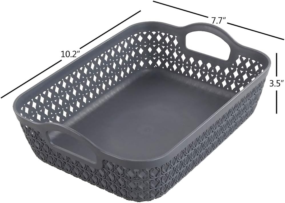 Morcte Small Storage Basket, Plastic Mesh Organizer Basket (Grey, Set of 6)
