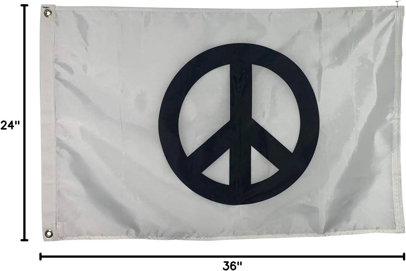 2x3' Classic Peace Sign Flag - All Weather Nylon & Reinforced Fly End Stitching - Made in USA