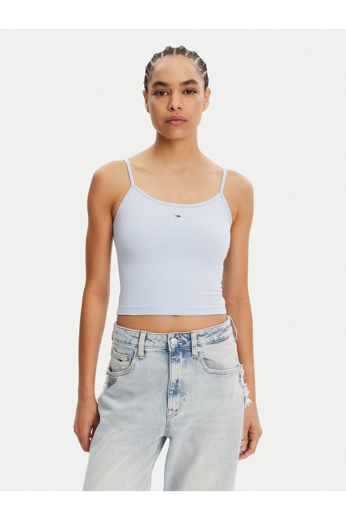 Tommy Jeans Kobiety TJW 2PACK ESSENTIAL STRAP TOP Inne dzianinowe topy, Multi, L, Multi (Ecru/Sweet Blue), L