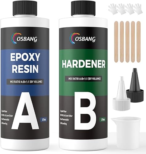 Resina epoxi de tipo duro de 34 onzas, transparente para fundición, revestimiento, fabricación de joyas y bricolaje, sin burbujas, sin