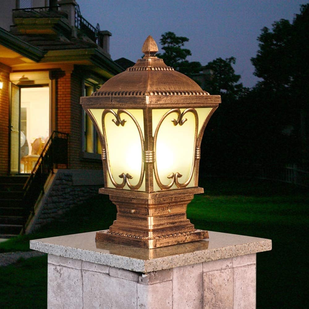 Lanternes de poteau de portail E27 220V en bronze moulé