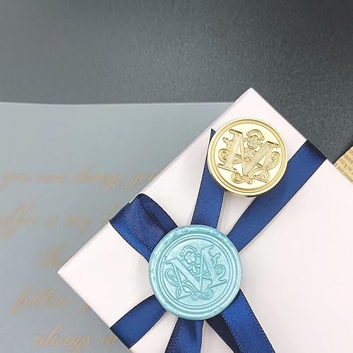 Miniatura 2 de Sello medieval tradicional de cera del alfabeto, con cabeza de latón, con mango de madera, para tarjetasobre, regalo (letra M)