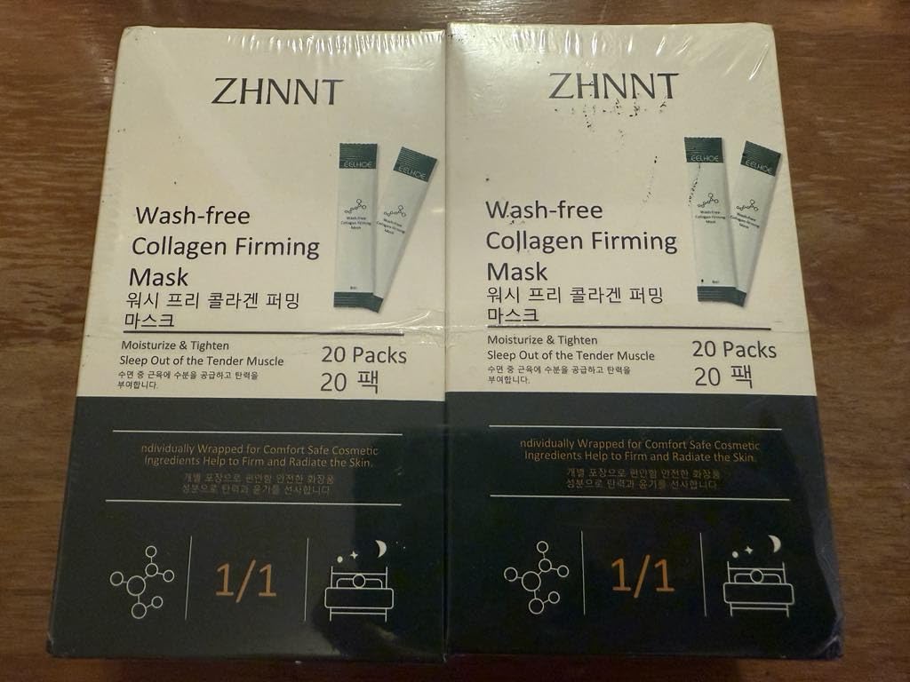 zhnnt 40 Pack Collagen Firming Face Mask，Wash-Free Firming Anti-Ageing Moisturising Face Mask,Smooth & Tight Skin,Facial Masks For Both Men And Women Of All Skin Types