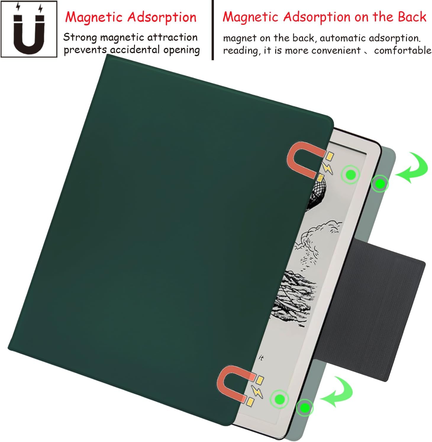 Magnetic Stand Case for Kindle Scribe - Ultra-Thin Leather Cover Auto Sleep/Wake Book Folio Cover with Magnetic Pen Buckle for 10.2 Inch Kindle Scribe (2022/2024 Release) (Green)