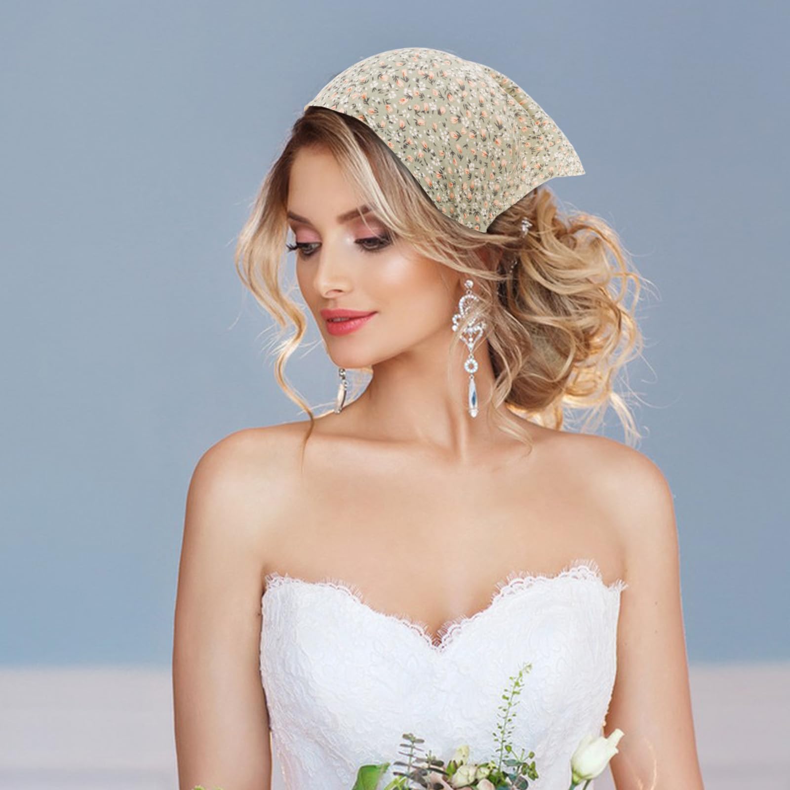 Diadema elástica floral para el cabello, 3 unidades, bandana, bohemia, para mujer, turbante de gasa con pinzas para el pelo, accesorio para el cabello para niñas
