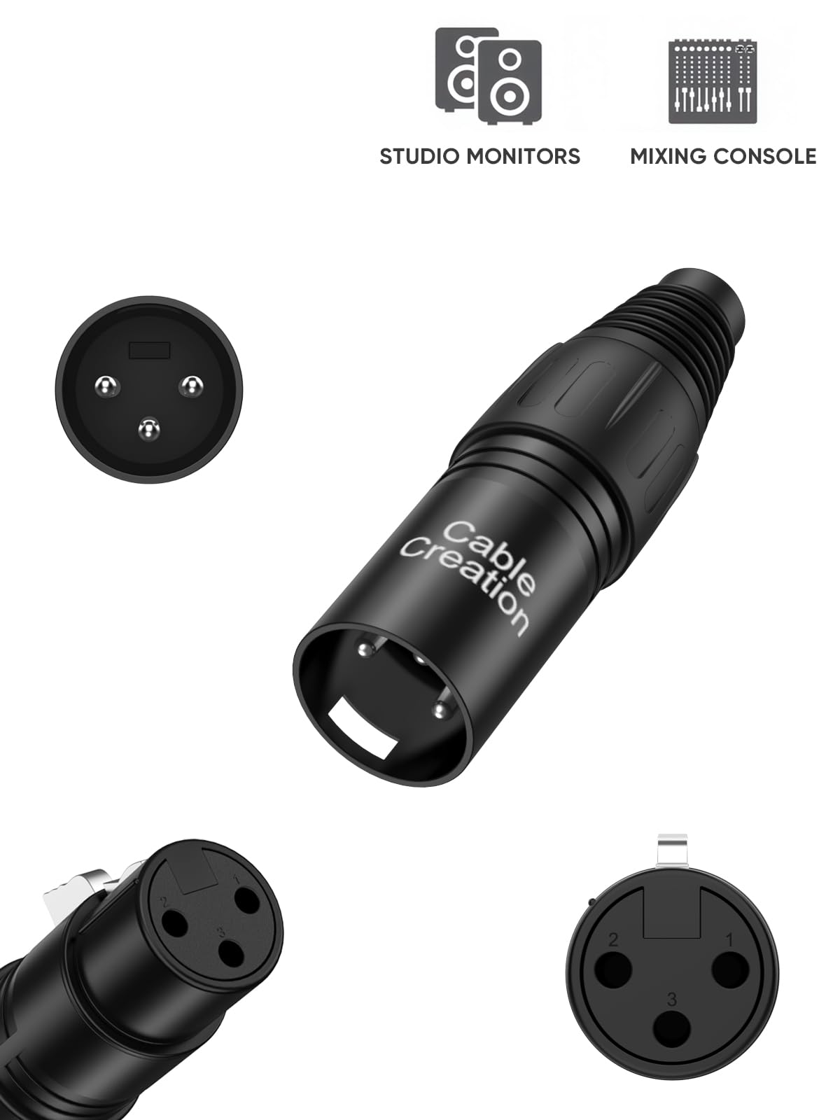 XLRコネクタ，CableCreation [5本入れ] XLR 3Pin(ピン)オス/メス オーディオマイク マイクロフォンコネクタ ブラック 2zzhgl6 Amazon.com: CableCreation 5Pcs 3Pin XLR Male + 5pcs Female, Mic