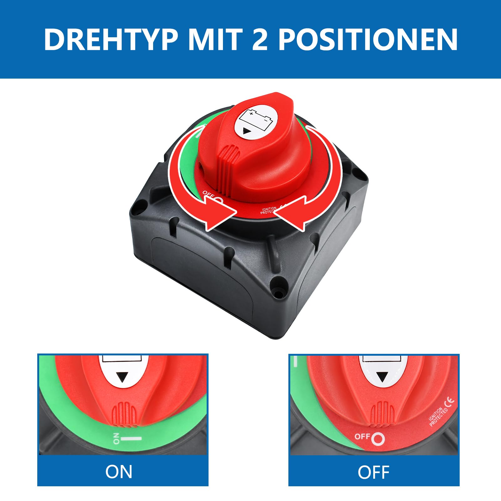 Sayhome 600A - Interruttore di separazione della batteria, 12-48 V, IP68, impermeabile, per camper, auto, camper e barca (ON/OFF, High Current)