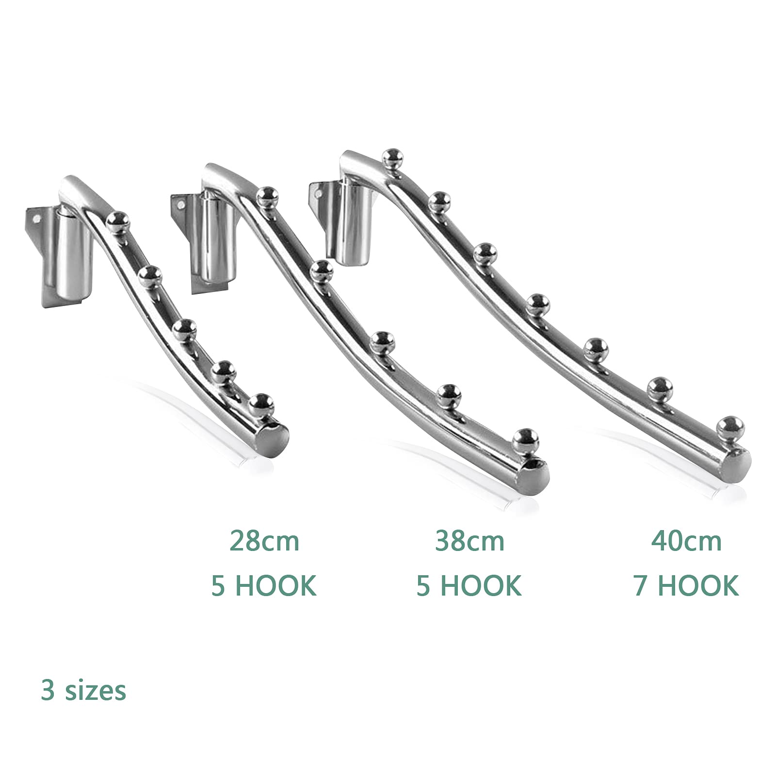 Inklapbare wandkleerhanger met swinghouder, kledinghaak, inklapbare wand, roestvrijstalen kledingventilator, inklapbaar, met 5 haken, wandmontage, garderobehaken voor badkamer, balkon, kledingkast, keuken