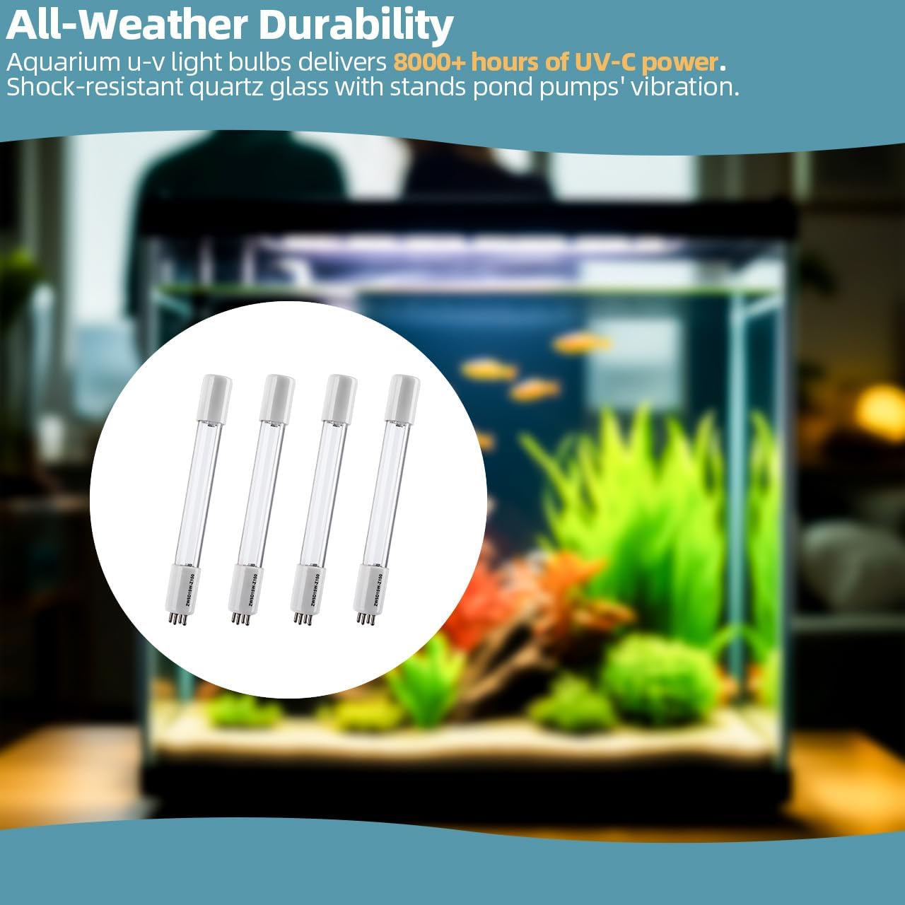 5W UV Pond Filter Bulb Compatible with COODIA 5W Filter Pump and Sunsun CUV-305, CUV-505, JUP-02 UV Filter, Aquarium UVC Bulbs, 4 Packs