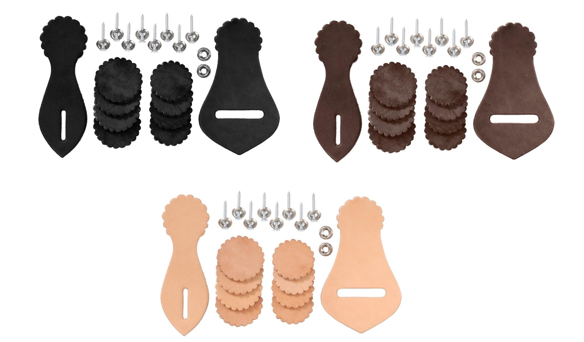 Western Saddle Leather Repair Kit Latigo Carrier Flank Cinch Holder Rosettes Black Brown (Brown)