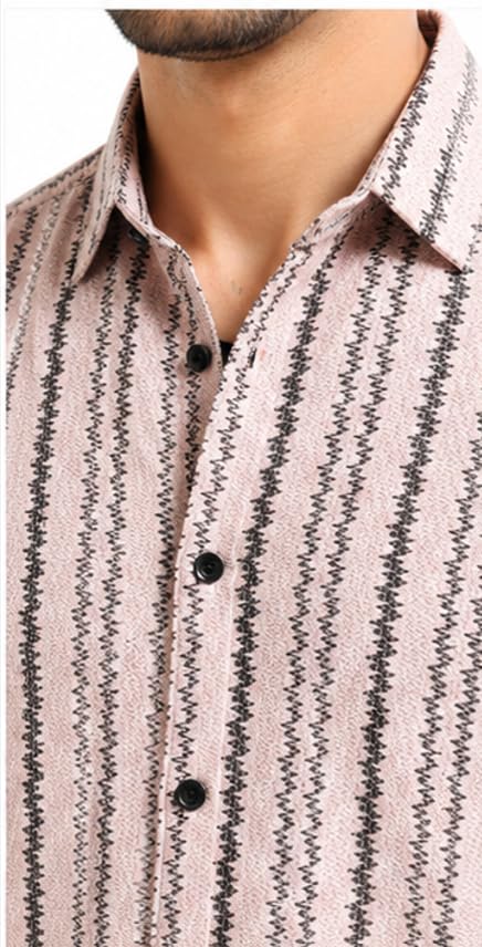 Image of MOHICANS Striped Regular Fit Casual Shirt Multicolor Cotton Blend Mens Shirt